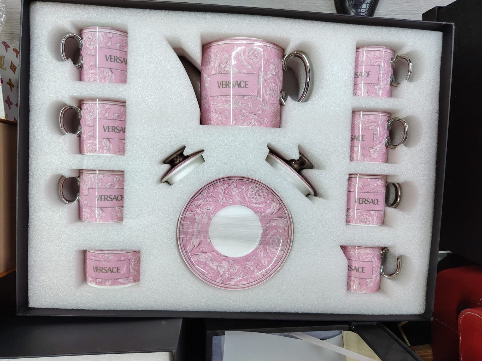 Versace Tea set of six cups and pot, 15 pieces - Versace Cups | Aleppo Gift UAE